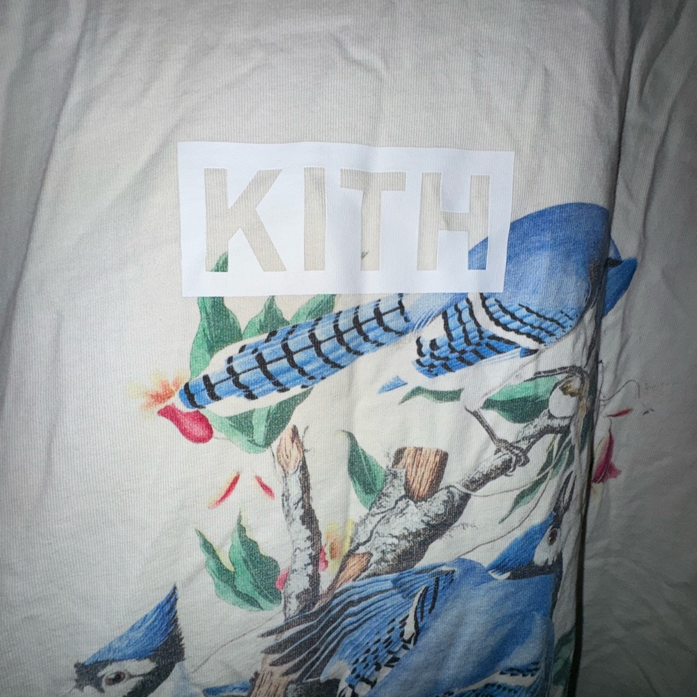 Kith Cream Tee with Blue Jay Design